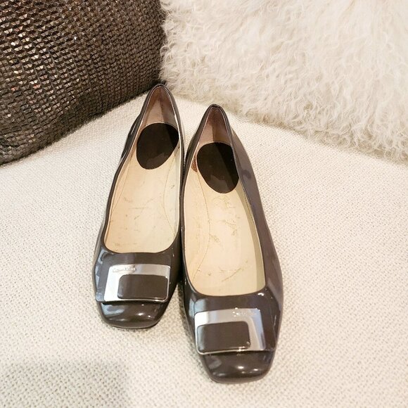 Calvin Klein Shoes - Calvin Klein Brown Patent Ballet Pumps| Sz.9-9.5| Minimalist Capsule MUST HAVE!